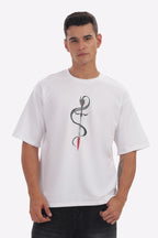 Dark Knight Oversized Anime Graphic Tee – White | Premium Cotton