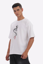 Dark Knight Oversized Anime Graphic Tee – White | Premium Cotton